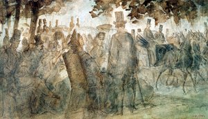 Voitures et promeneurs sur l